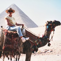 Of course, I had to ride a camel up to the Pyramids! Giza, Egypt. 1990
