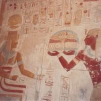 The paintings in the tomb of Seti I, 1279 BCE, look like they were done yesterday. Valley of the Kings, Egypt 1990