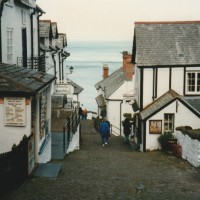 I love these eagle's nest towns on the side of the cliffs. Clovelly, England 1994