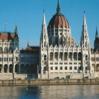 Parliament on the shores of the Danube River. Budapest, Hungary 2009