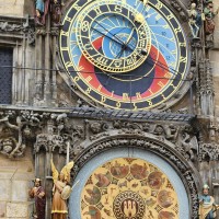 The medieval astronomical clock, built in 1410, is attached to the Old Town Hall. Prague